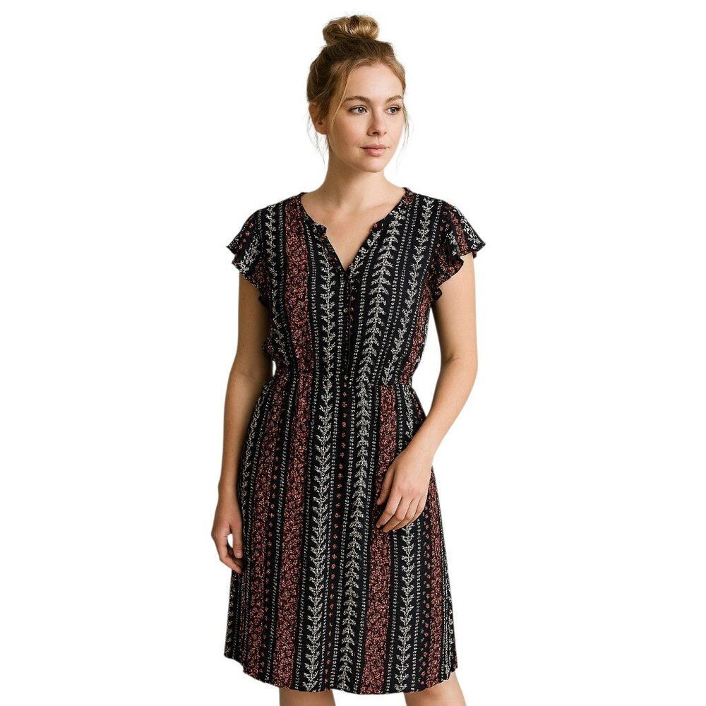 Dress Faded Glory Sleeveless Brown Black Juniors Large 12 14 WOMEN'S WOMAN'S